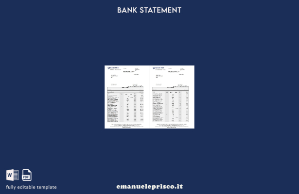 stile verificato Modello di pagine di parole standard per estratto conto bancari